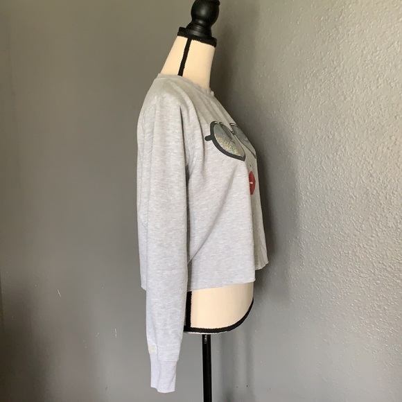 Mighty Fine Gray Sunglasses Face Cropped Sweatshirt size Medium - Picture 5 of 8